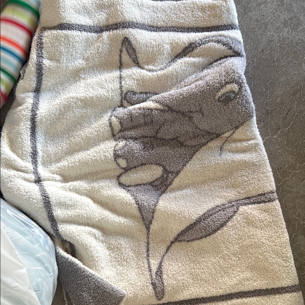 Gray and Cream Elephant Blanket